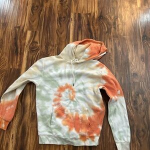 Feat Tie-Dye Hoodie in Orange and Green